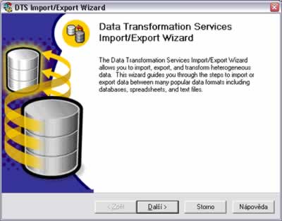 MS SQL Server - import a export dat - Data Transformation Services Import/Export Wizard
